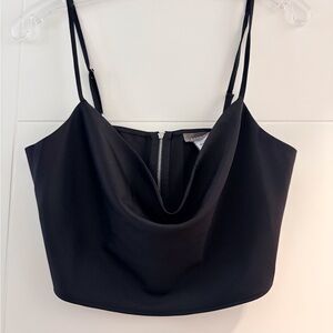 Sans Souci Black Satin Cowl Neck Camisole